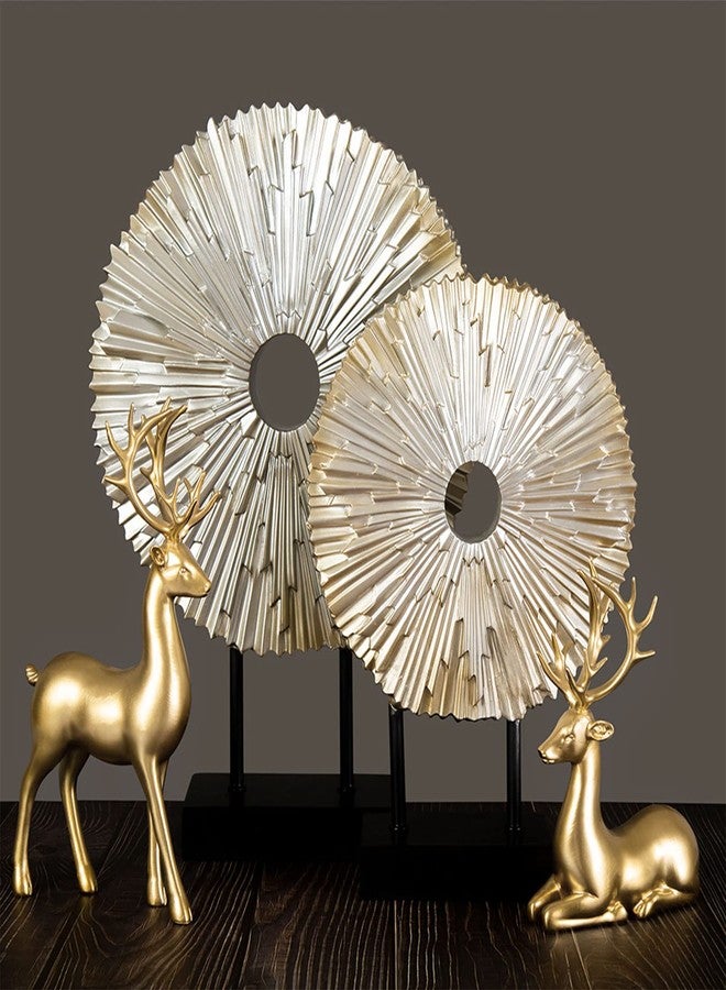 Zensounding 2PCS Carved elk Statue Resin Ornaments, Christmas Reindeer Fortune Seeking Decoration Modern Retro Art Standing and Sitting Posture, Applicable to Living Room and Bedroom (Pure Gold) - Image 3
